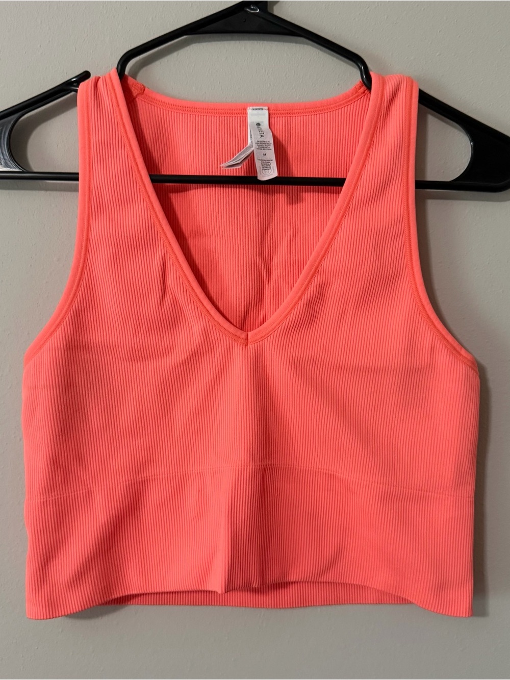 Athleta Aurora Seamless Ribbed Cropped Tank Top Neon Coral Women’s Size Medium